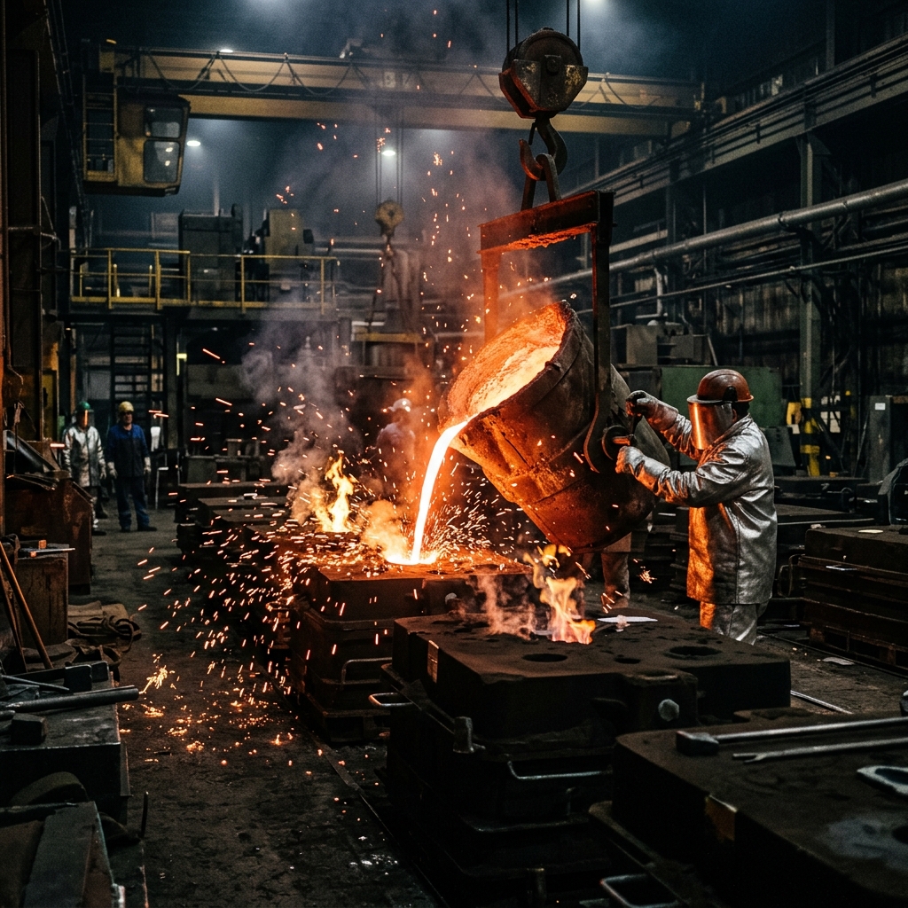 Foundry metal pouring process